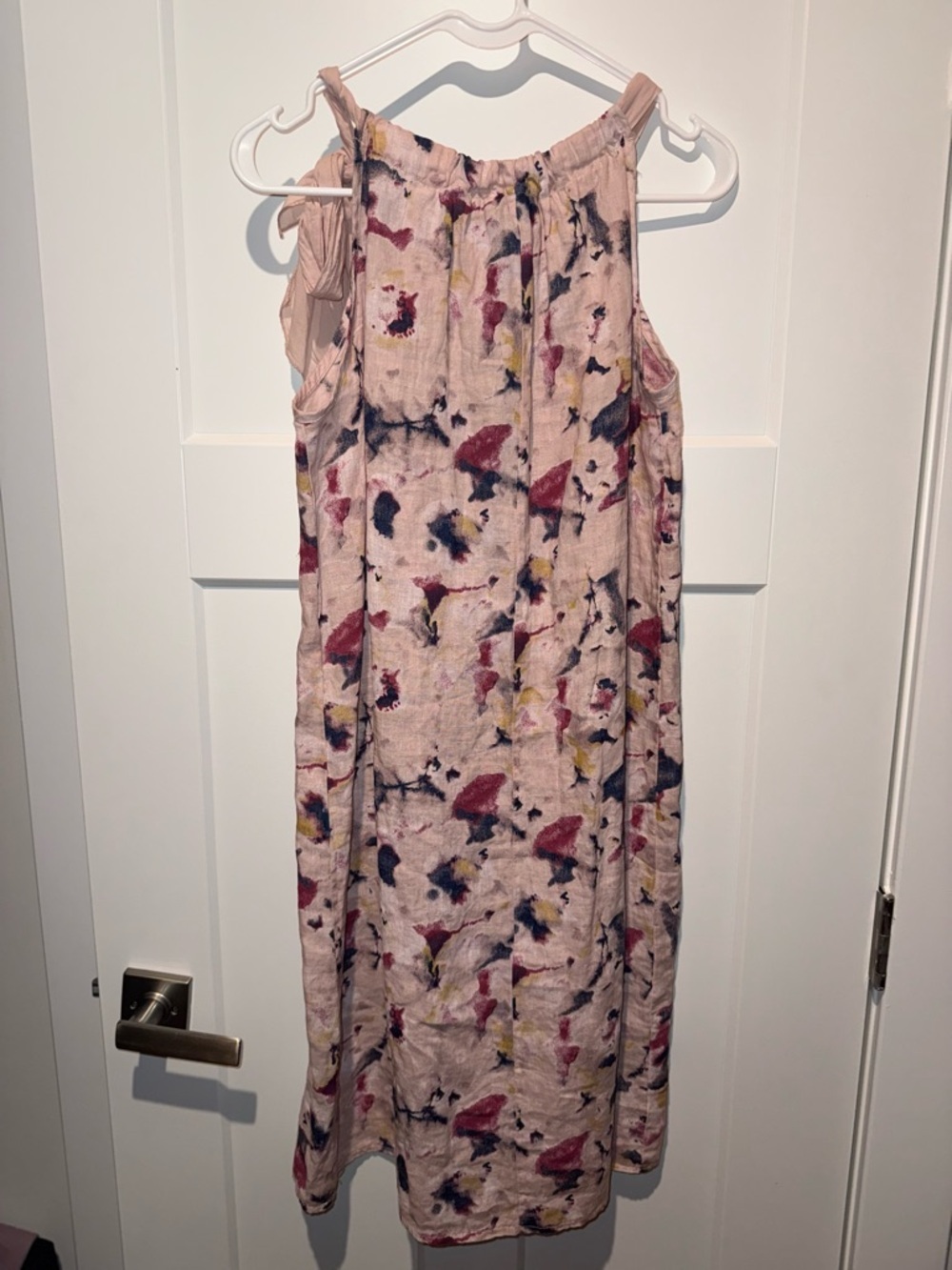 Coastal Pink Floral Italian Linen Shift Dress - Picture 4 of 7
